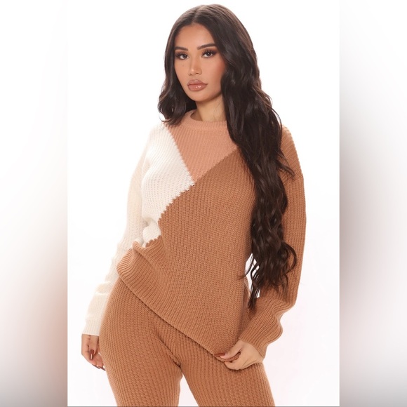 Fashion Nova Sweater Legging Set Women’s Small You're The One Taupe/combo - Picture 7 of 14